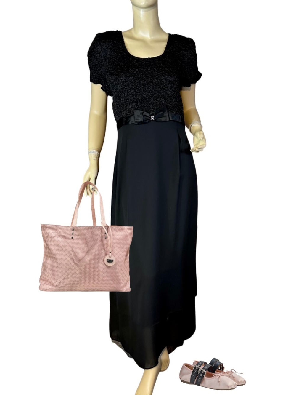 VINTAGE 1990'S JEFFREY & DARA BLACK MAXI DRESS (12)